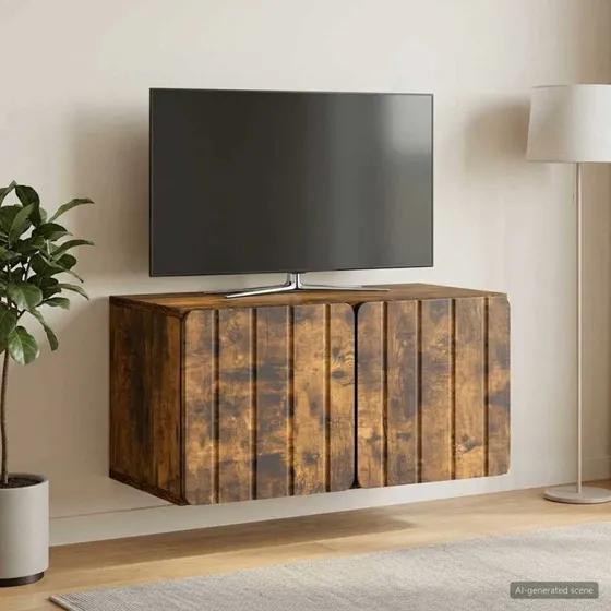 vidaXL Væghængt TV-skab 59,5 x 31 x 30 cm Røget eg, konstrueret træ