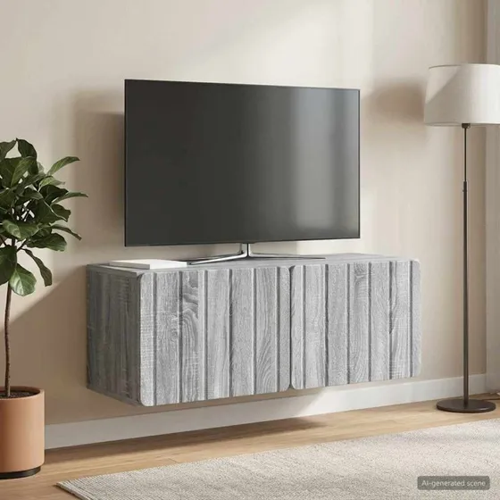 vidaXL Væghængt TV-skab 78,5 x 31 x 30 cm Grå Sonoma-eg