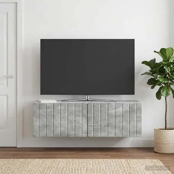 vidaXL Væghængt TV-skab 98 x 31 x 30 cm Betongrå Konstrueret Træ