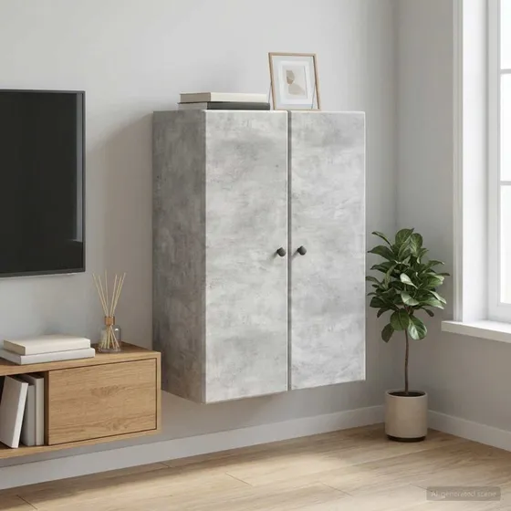 vidaXL Vægmonteret Skab Betongrå 66 x 34,5 x 90 cm Konstrueret Træ