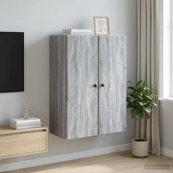 vidaXL Vægmonteret Skab Grå Sonoma 66 x 34,5 x 90 cm Konstrueret Træ