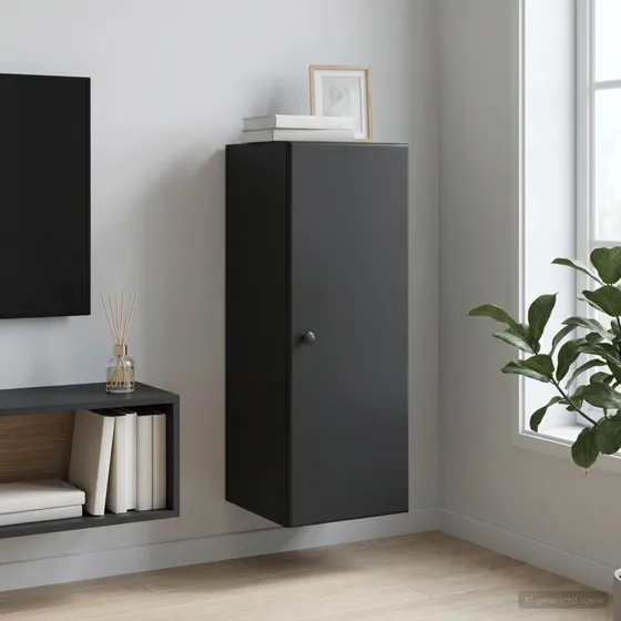 vidaXL Vægmonteret Skab Sort 33 x 34,5 x 90 cm Konstrueret Træ