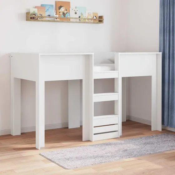 vidaXL Køjeseng til Børn, Hvid, 75 x 190 cm, Konstrueret Træ