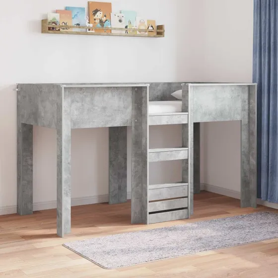 vidaXL Køjeseng til Børn, Beton Grå, 75 x 190 cm, Konstrueret Træ