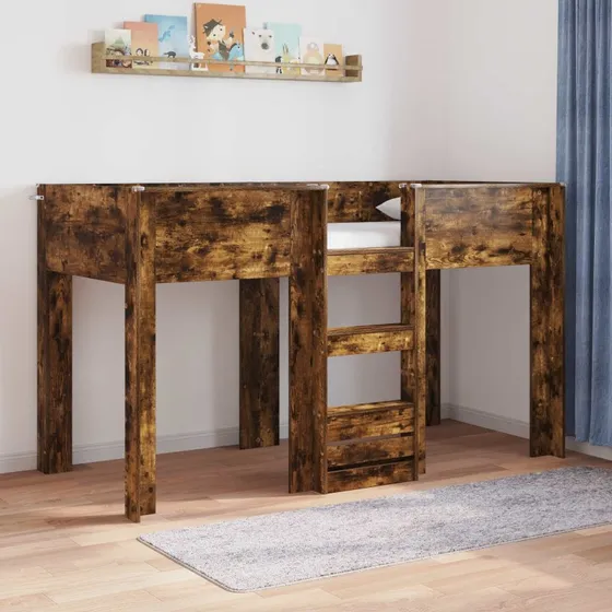 vidaXL Køjeseng til Børn, Røget Eg, 75 x 190 cm, Konstrueret Træ