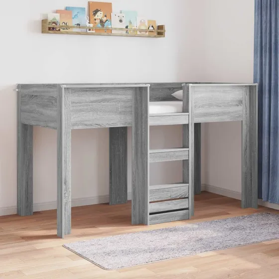 vidaXL Køjeseng til Børn Grå Sonoma 75 x 190 cm Konstrueret Træ