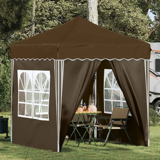 vidaXL Pop-up Festtelt 195x195x245 cm Gråbrun Oxford Stof