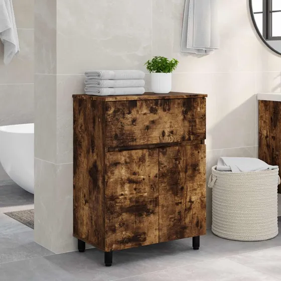 vidaXL Badeværelse Vaskeskab Røget Eg 60x35x80 cm Konstrueret Træ