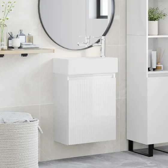 vidaXL Badeværelsesvask 45,5 x 22,5 x 84 cm hvid højglans