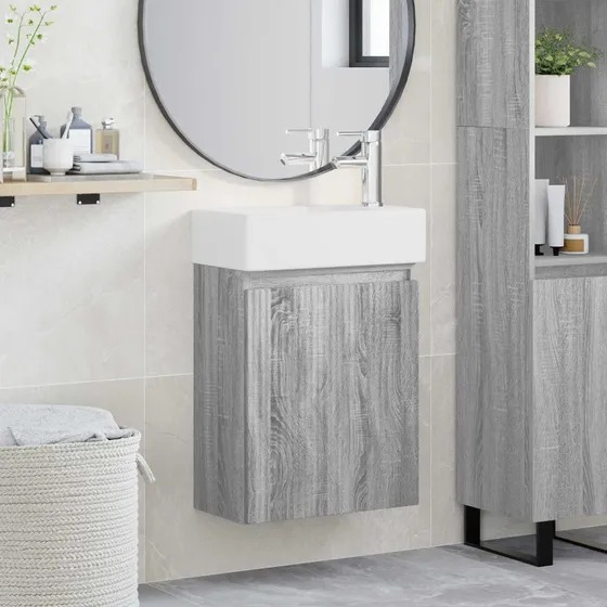 vidaXL Badeværelses Vanity-enhed Grå Sonoma 45,5x22,5x84 cm