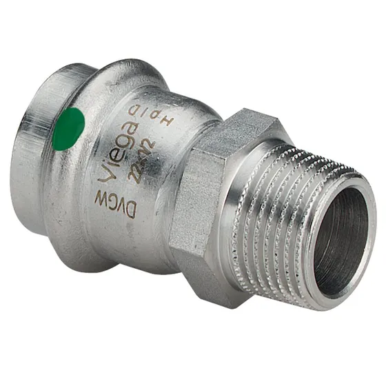 Viega Sanpress Inox 18 mm x 1/2" overgangsnippel, rustfrit stål