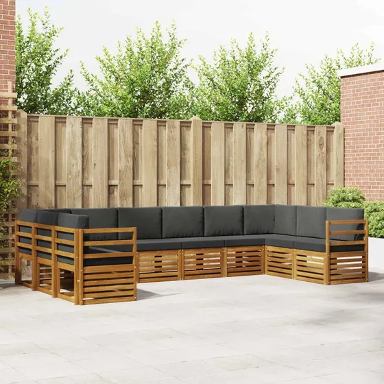vidaXL Sektionalsofa 10 dele naturlig/antracit, massivt akacietræ
