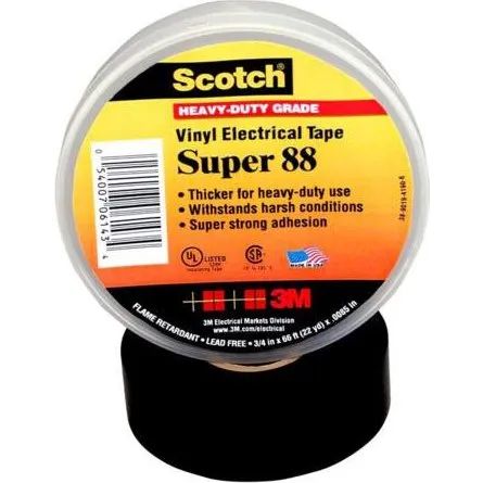 Scotch Super 88 Vinyl El-tape Sort 19mm x 20m