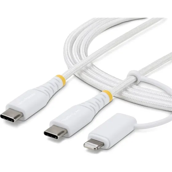 StarTech.com USB-C til USB-C 2m, hvid, 60W PD, flettet