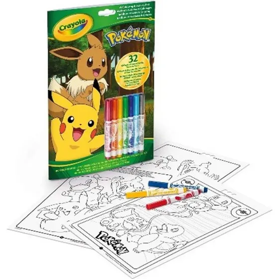 Crayola Pokémon Farve- og Aktivitetsbog med 7 Tuscher