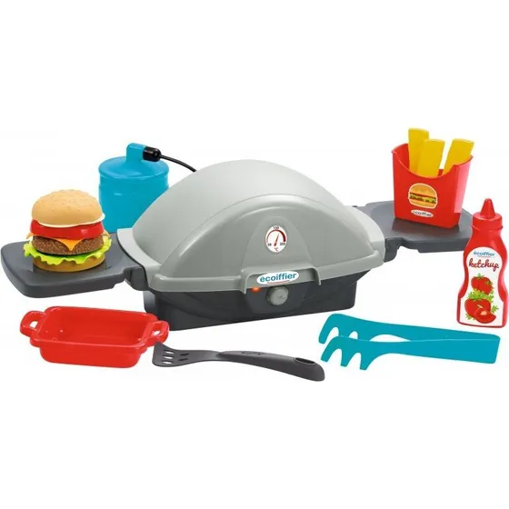 Ecoiffier Smoby Grå Bordgrill med Burger og Tilbehør