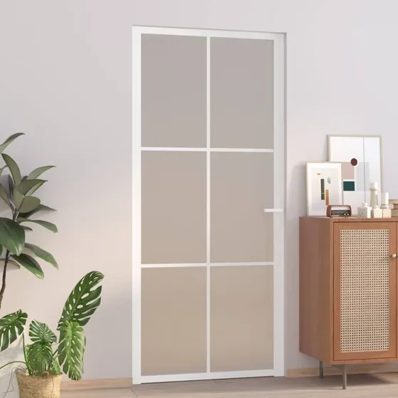 vidaxL dør 93x201,5 cm mat glas og hvidt aluminium