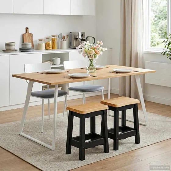 VidaXL Barbænk EKAI 2 stk. Sort 40 x 29 x 45,5 cm Massivt fyrretræ