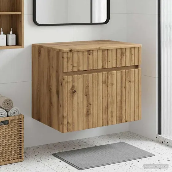 vidaXL Vægmonteret Badeværelsesskab Artisan-eg 59x44,5x50 cm