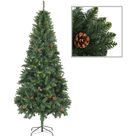 vidaXL Kunstigt Juletræ 210 cm Grøn med Grankogler