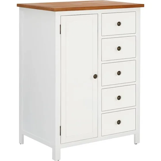 vidaXL Klædeskab 76x52x105 cm, Hvid/Egetræ