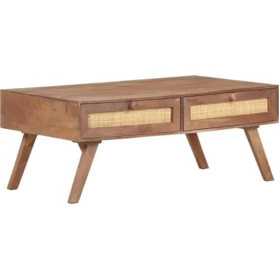 vidaXL Sofabord 100x60x40 cm i massivt mangotræ med 2 skuffer
