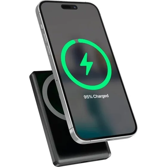 Gembird PB10-WPC15M-LCD-01 10000 mAh magnetisk trådløs powerbank, sort