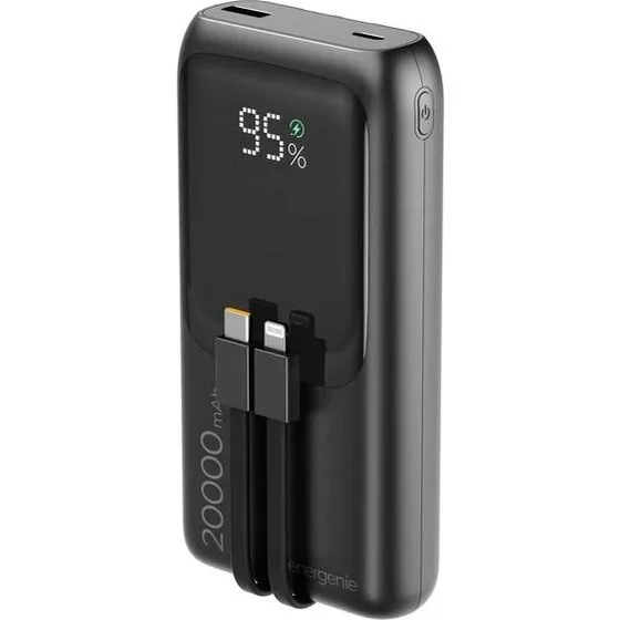 Gembird PB20-PD20-LCD-01 20.000 mAh powerbank med 20 W hurtig opladning, sort