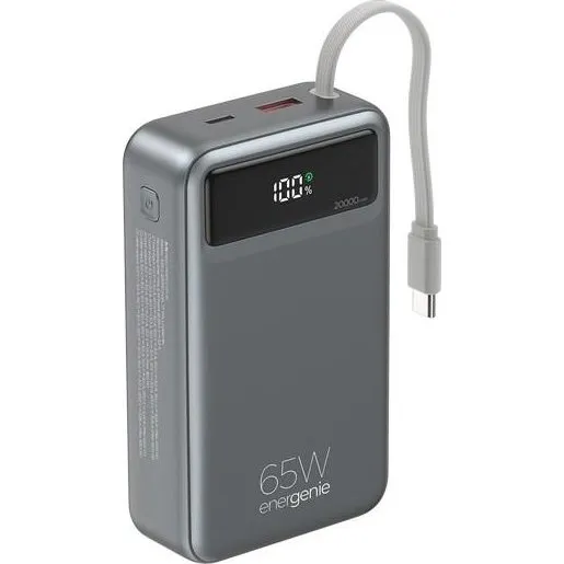 Gembird PB20-PD65-LCD-01 20000 mAh, 65 W hurtigopladning, sort