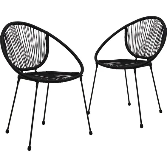 vidaXL Havestole 2 stk. Sort Polyrattan, Stabelbar