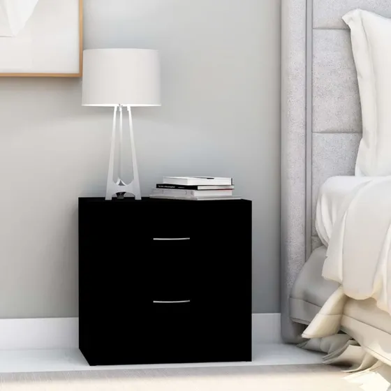 vidaXL Sengeborde 2 stk. 40x30x40 cm sort konstrueret træ med skuffer