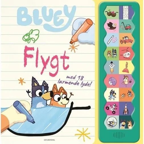 Bluey - Flygt. Lydpanelbog med 18 larmende lyde