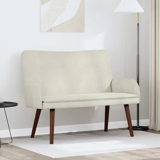 vidaXL 2-personers sofa i velour, creme, 115 x 61 x 87 cm