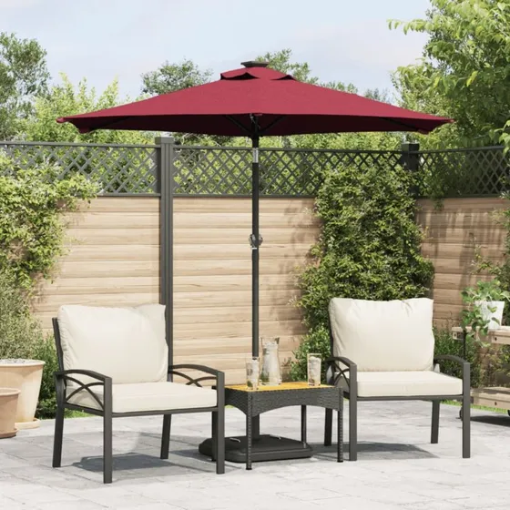 vidaXL Parasol med Stålstang 225x225x212 cm, Bordeauxrød