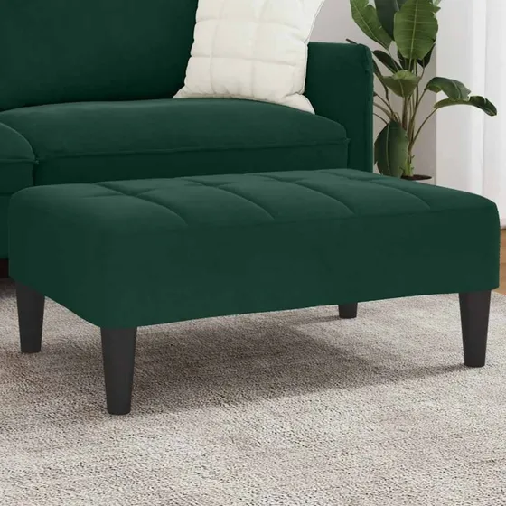 vidaXL fodskammel 77x55x31 cm mørkegrøn velour