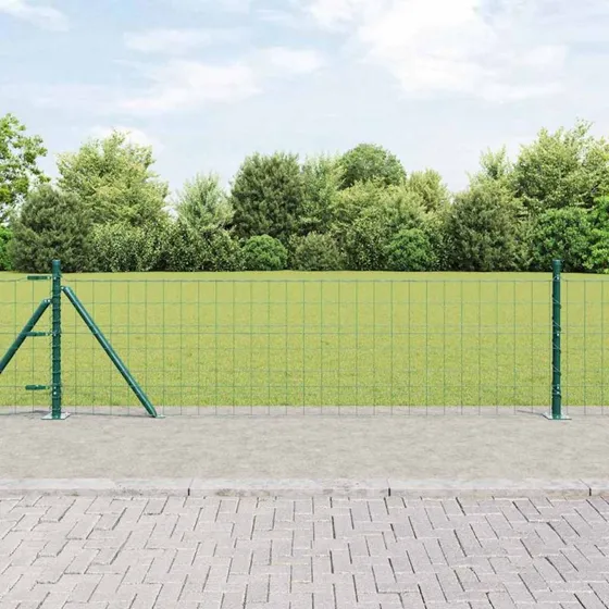 vidaXL Eurohegn 10 x 0,4 m med betonbund, grønt PVC-belagt stål