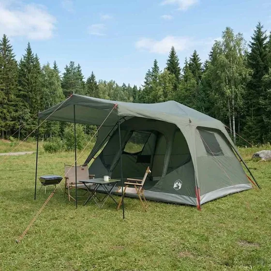 vidaXL Familietelt Army Grøn 305 x 275 x 190 cm, Polyester og Stål