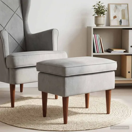 vidaXL Fodskammel Lysegrå 55 x 35 x 41 cm i Fløjl