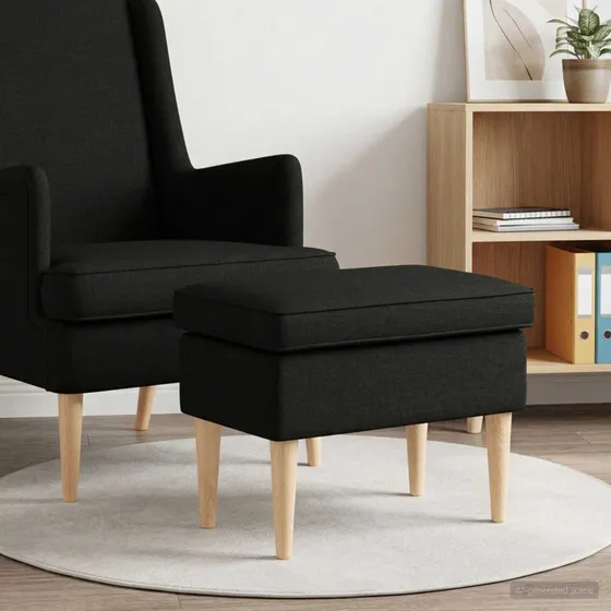 vidaXL Fodskammel Sort 55 x 35 x 41 cm i Stof med Gummitræben