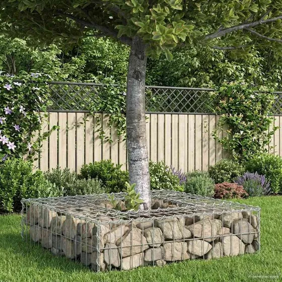 vidaXL Gabion højbed Sølv, 80 × 80 × 20 cm