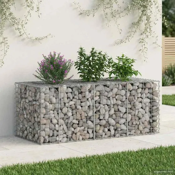 vidaXL Gabion Højbed Sølv 140x60x55 cm