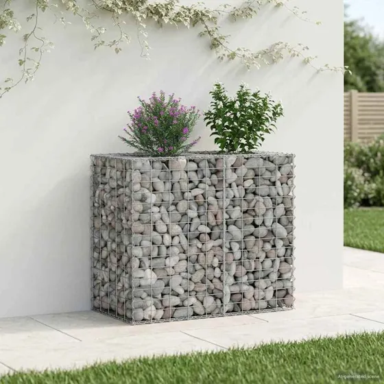 vidaXL Gabion højbed Sølv 90×50×80 cm