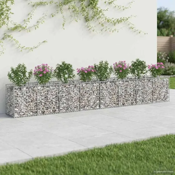 vidaXL Gabion højbed 2 stk sølv galvaniseret stål
