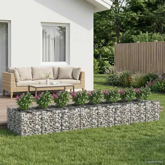 vidaXL Gabion Højbed 3 stk Sølv