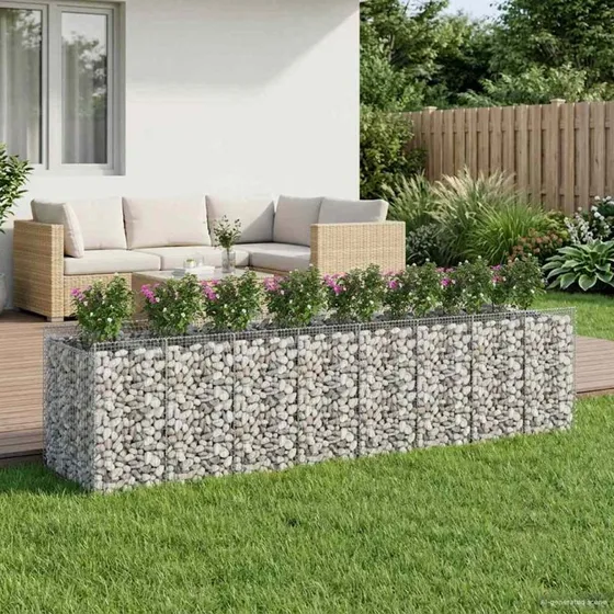 vidaXL Gabion Højbed 4 stk Sølv