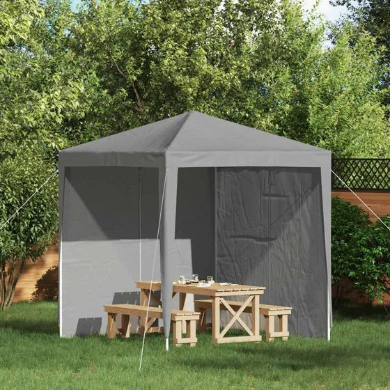 vidaXL Festasidevæg 2 stk lysegrå 200 x 195 cm PE og stål