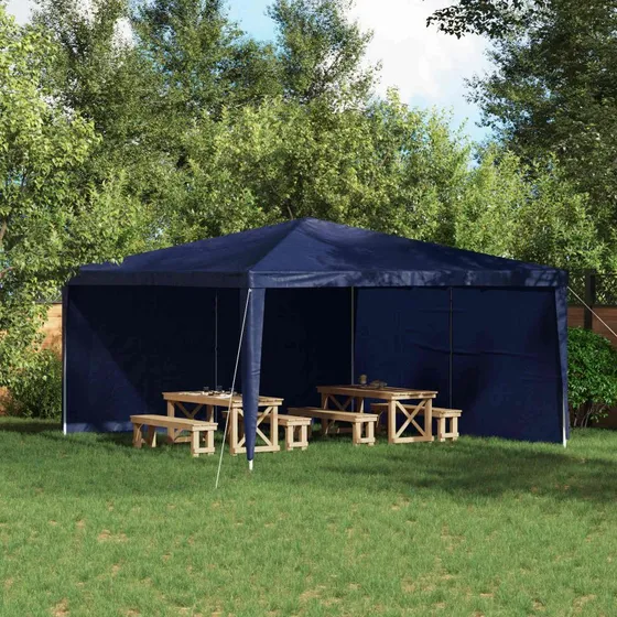 vidaXL Festasidevæg 2 stk, blå, 400 x 195 cm, PE og stål