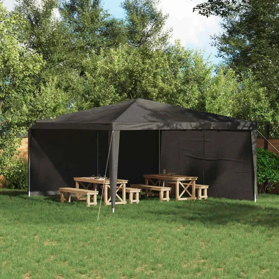 vidaXL Festasidevæg 2 stk Antracit 400 x 195 cm PE & Stål