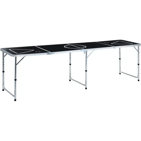 vidaXL foldbart beer pong-bord 240 cm, sort