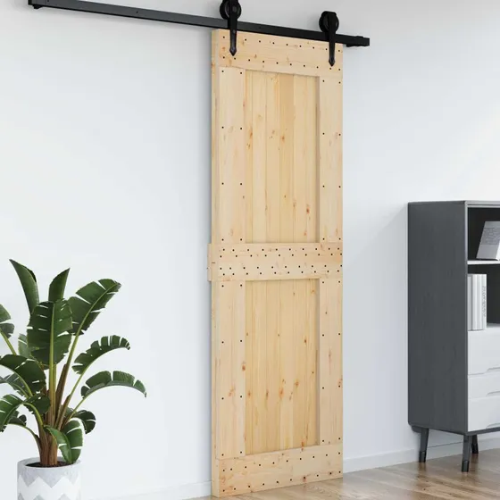 vidaXL Dør NARVIK Naturfarvet 80 x 210 cm Massivt Fyrretræ